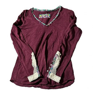 Little Yellow Button women's XS long sleeve purple shirt with lace